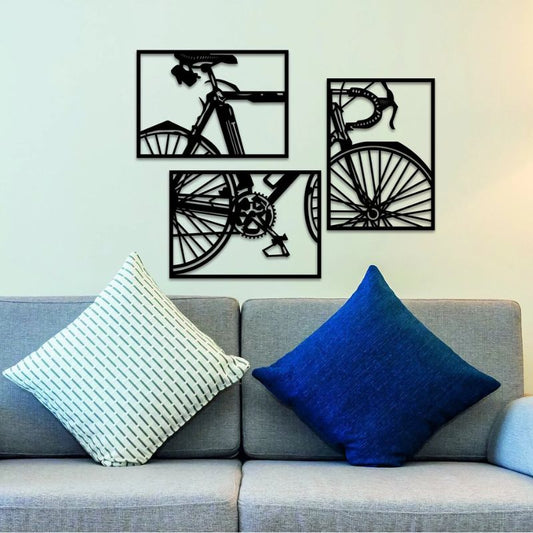 Wooden Cycle Wall Panel Set – Vintage Wall Art for Home & Office