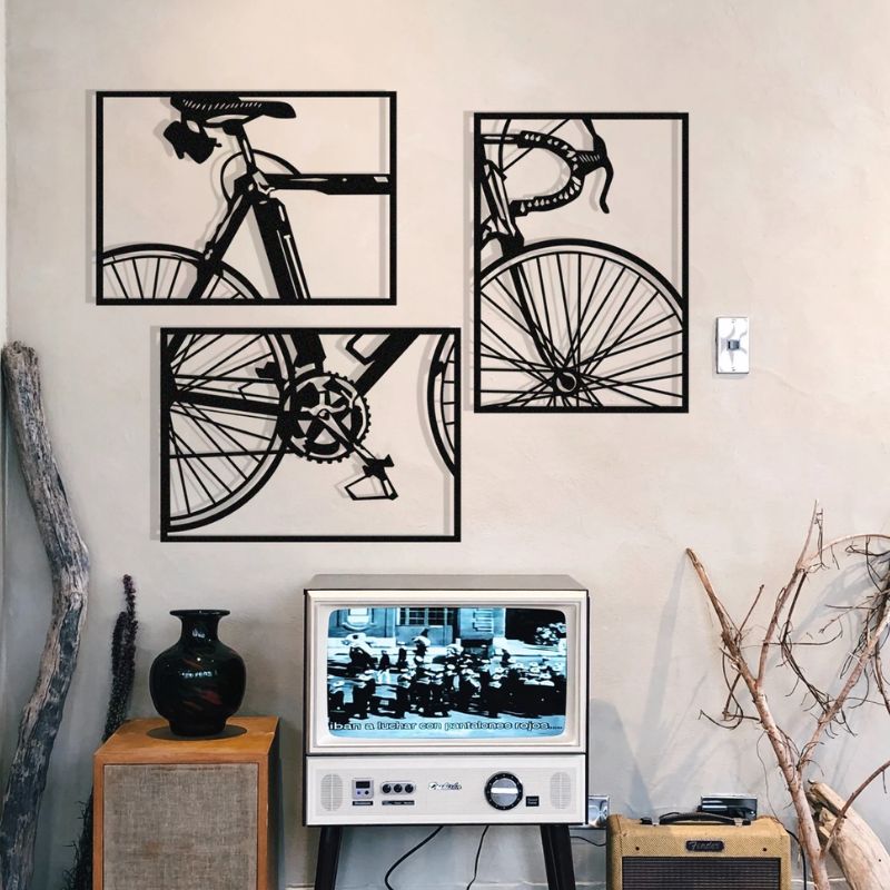 Wooden Cycle Wall Panel Set – Vintage Wall Art for Home & Office