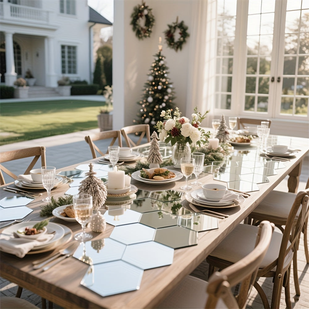 Acrylic Hexagon Wall Decor Mirror (Silver) – Modern Wall Decoration