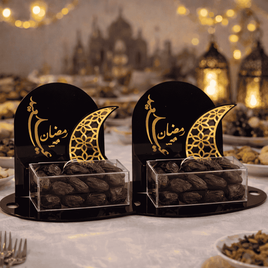 Ramadan Acrylic Date Box | Premium Gold & Black Occasion Box