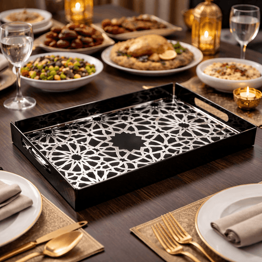 Aurex Mosaic Serving Tray | Premium Black & Gold Acrylic Artistry