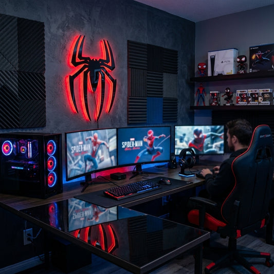 Premium Black Acrylic RGB Spider Logo LED Wall Light – Spider Man Inspired