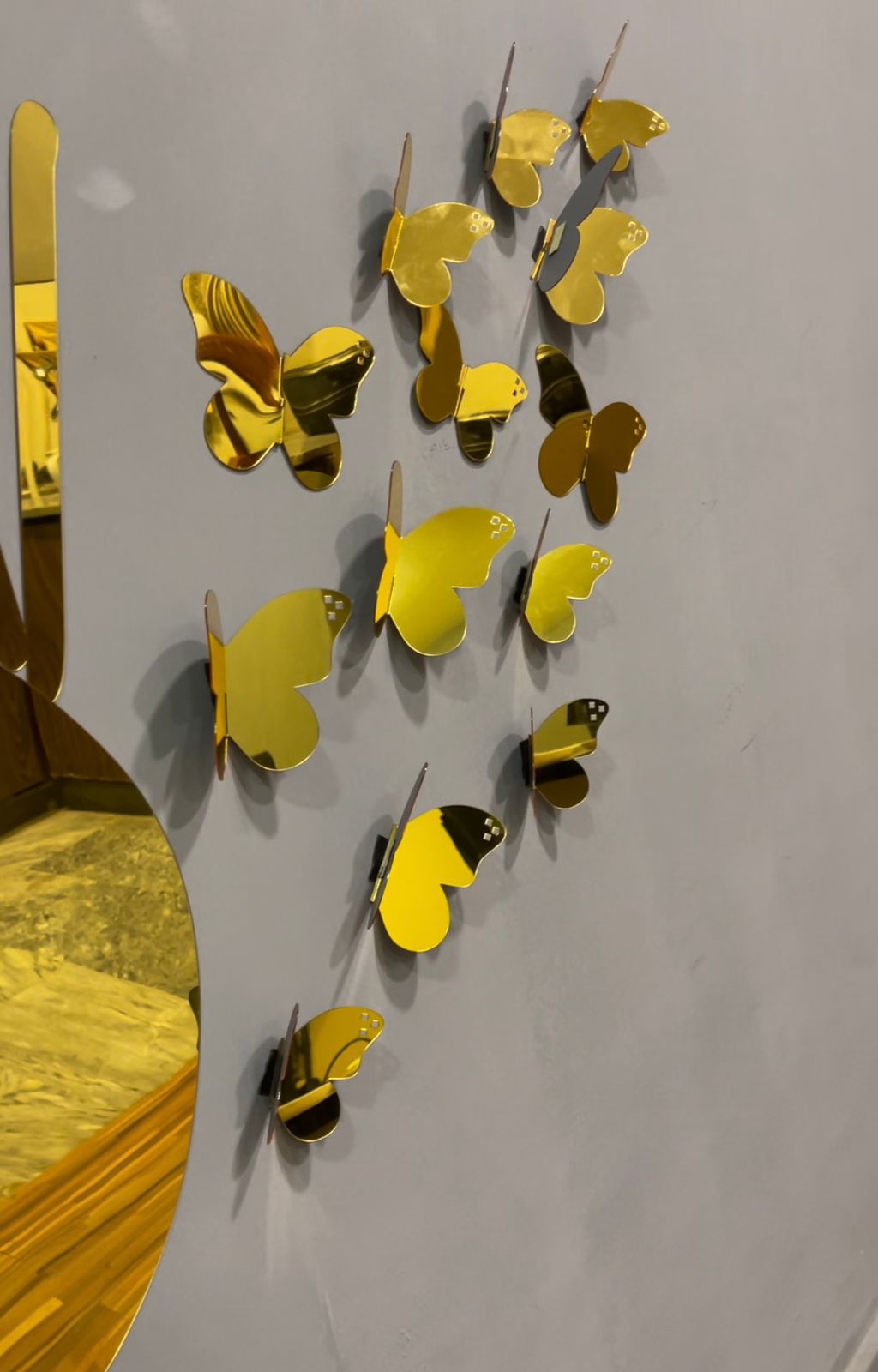 3D Golden Mini Mirror Butterfly Set β Elegant Wall Decor Accent