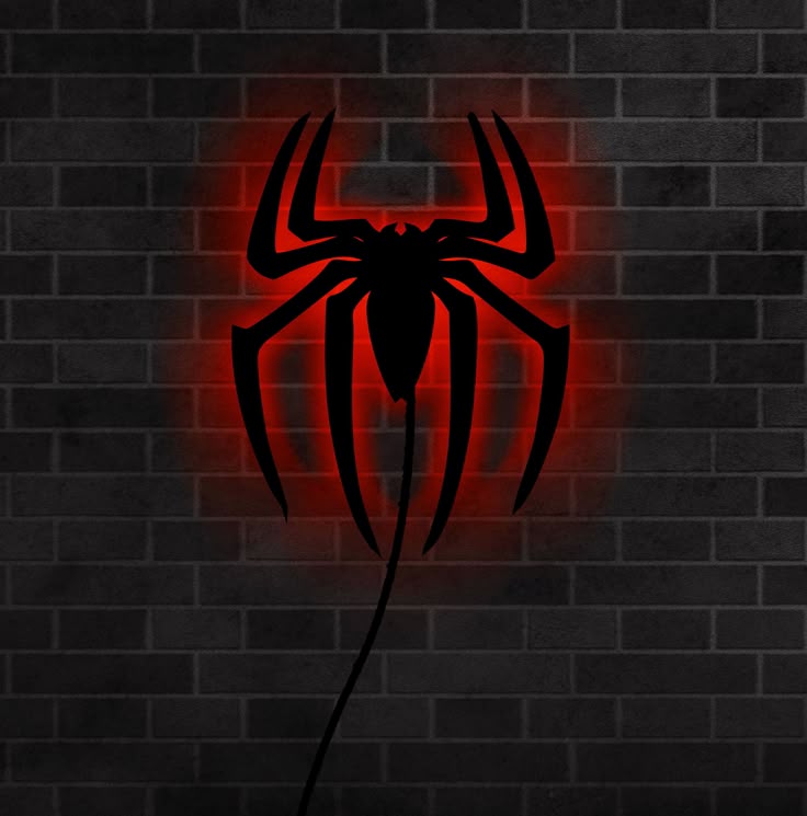Spider-Man Inspired RGB Spider Logo LED Wall Light - Black Acrylic