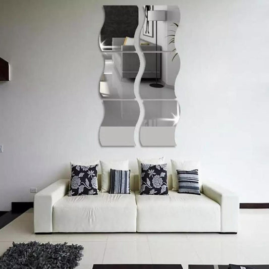 6x Silver Acrylic Mirror (Big Size Zigzag) – Modern Wall Decoration