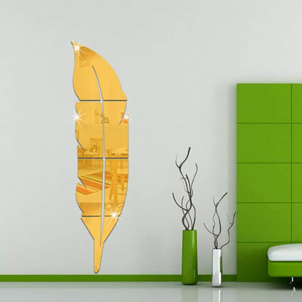 Golden Acrylic Leaf Mirror Wall Decor – Elegant Home Decoration