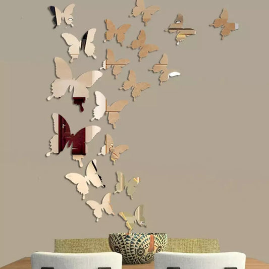 Acrylic Mirror Butterflies (16 Pieces) β Elegant Wall Decoration