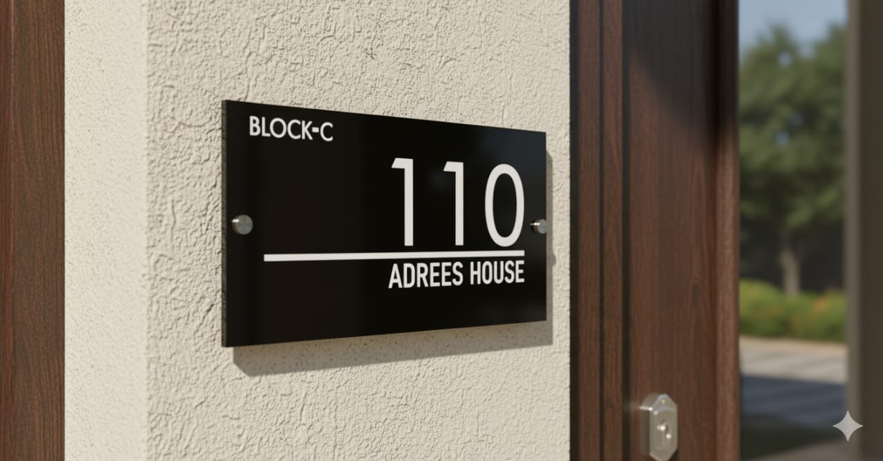 Custom Acrylic Home Name Plate – Elegant Laser-Cut Design | Premium & Glossy