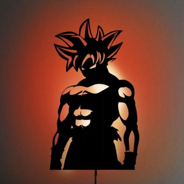 Goku LED Wall Light – Red Anime Glow | 24" Black Acrylic Wall Art