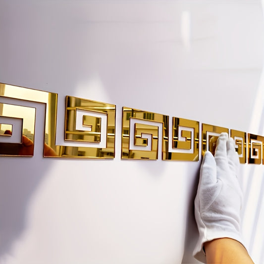 20pcs Acrylic Self-Adhesive Mirror-Like Wall Stickers – Glossy Golden Decorative Set for Home & Office