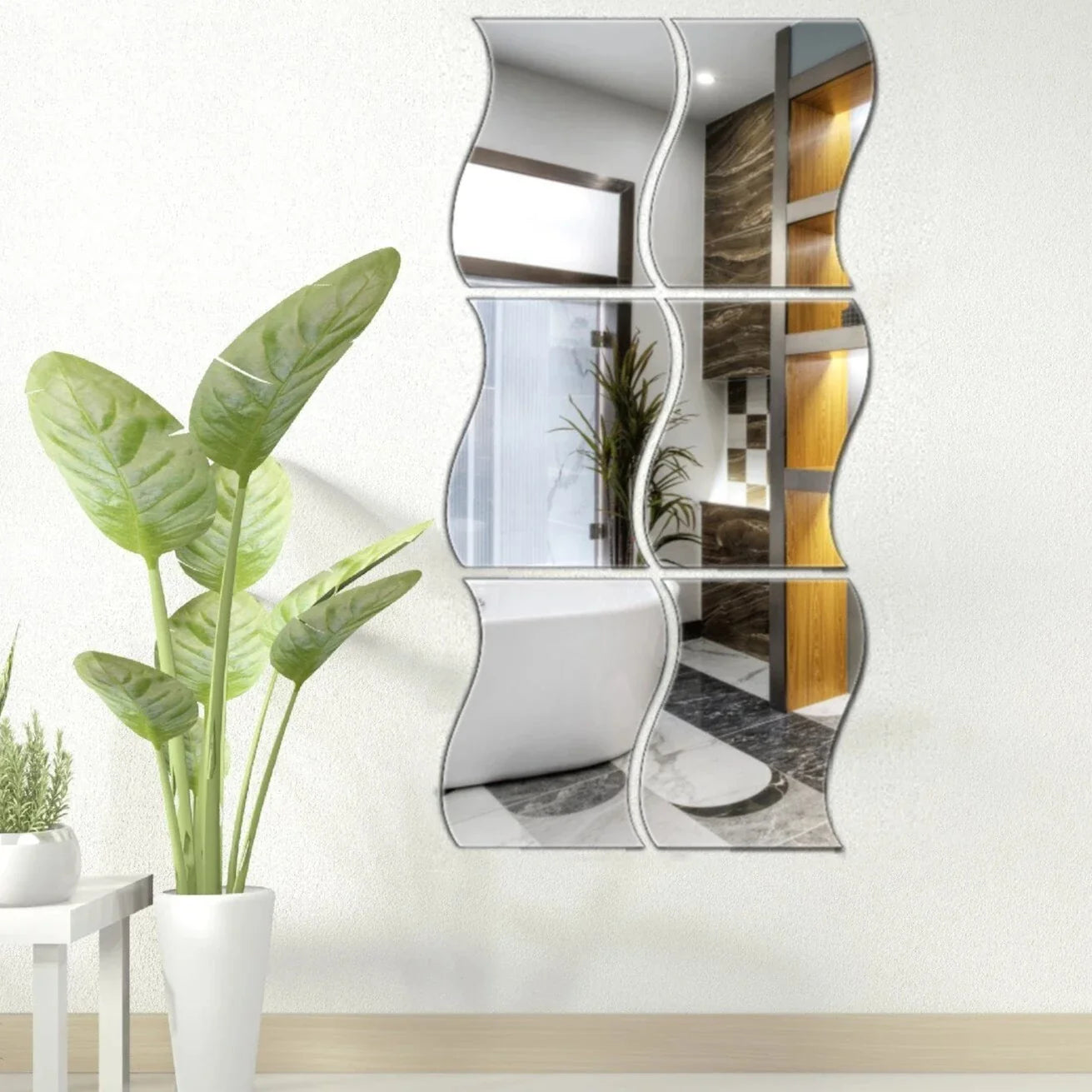 6x Silver Acrylic Mirror (Big Size Zigzag) – Modern Wall Decoration
