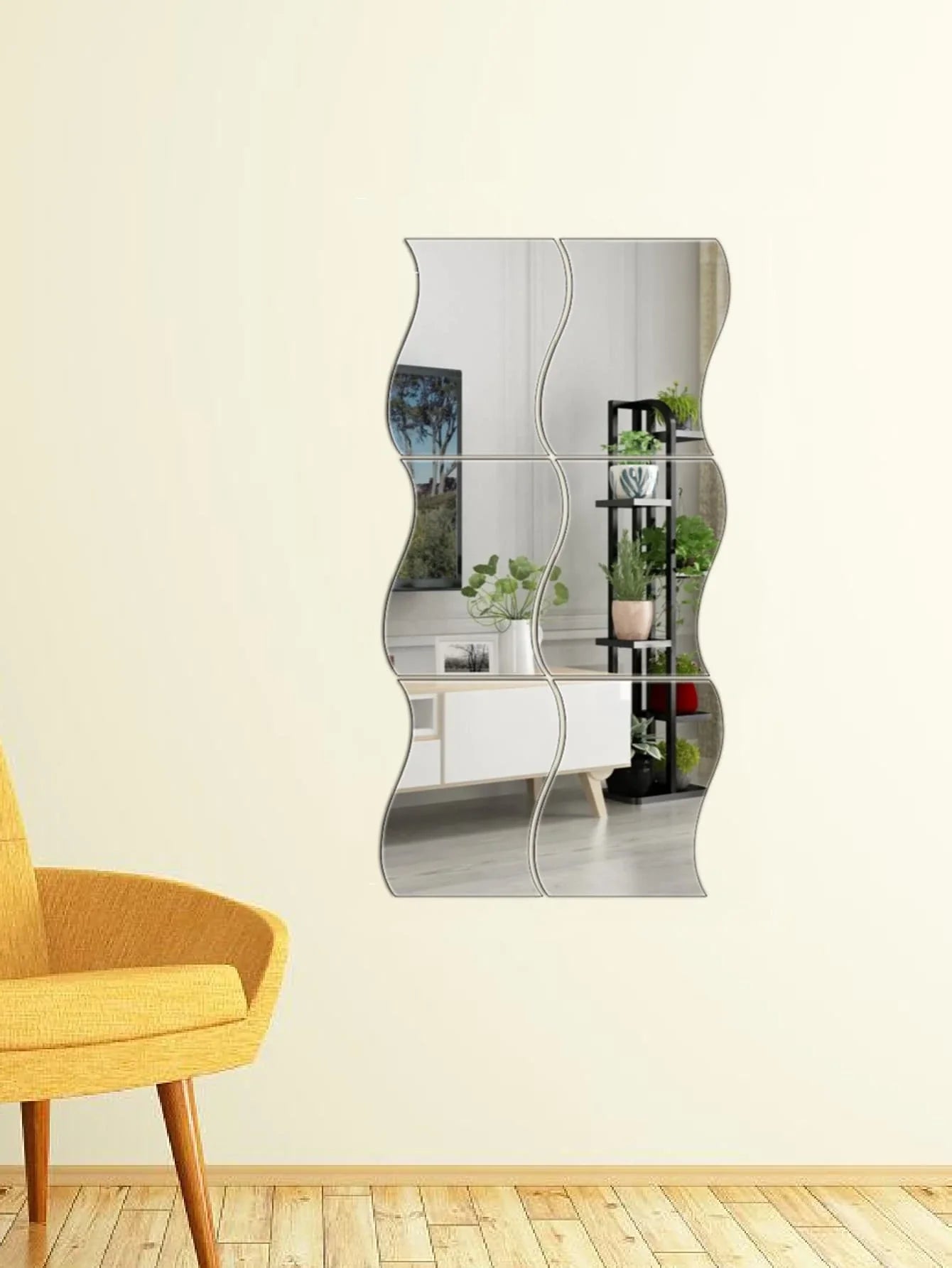 6x Silver Acrylic Mirror (Big Size Zigzag) – Modern Wall Decoration