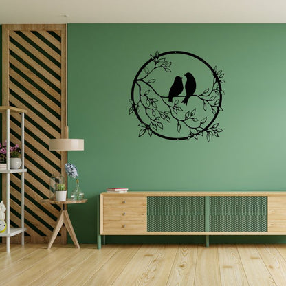 HAOTING Wooden Wall Art – Bird on Branch, Round Rustic Wood Decor for Home & Garden