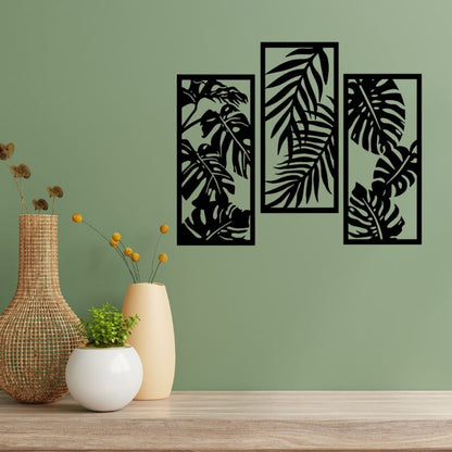 Set of 3 Tropical Leaves – Raised Wooden Wall Art for Modern Homes