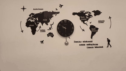 World Map Wall Clock – Elegant Modern Wall Decor