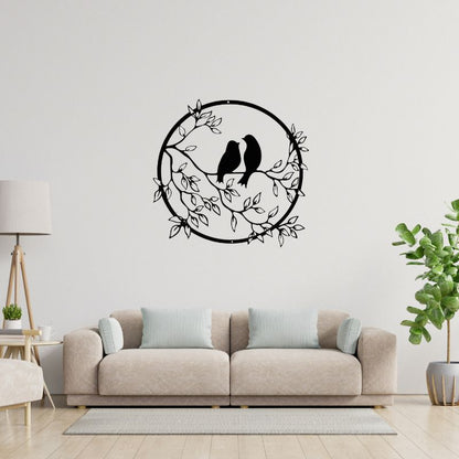 HAOTING Wooden Wall Art – Bird on Branch, Round Rustic Wood Decor for Home & Garden