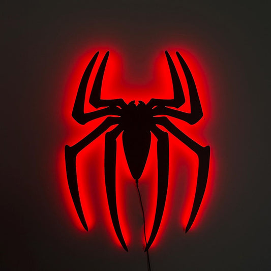 Spider-Man Inspired RGB Spider Logo LED Wall Light - Black Acrylic