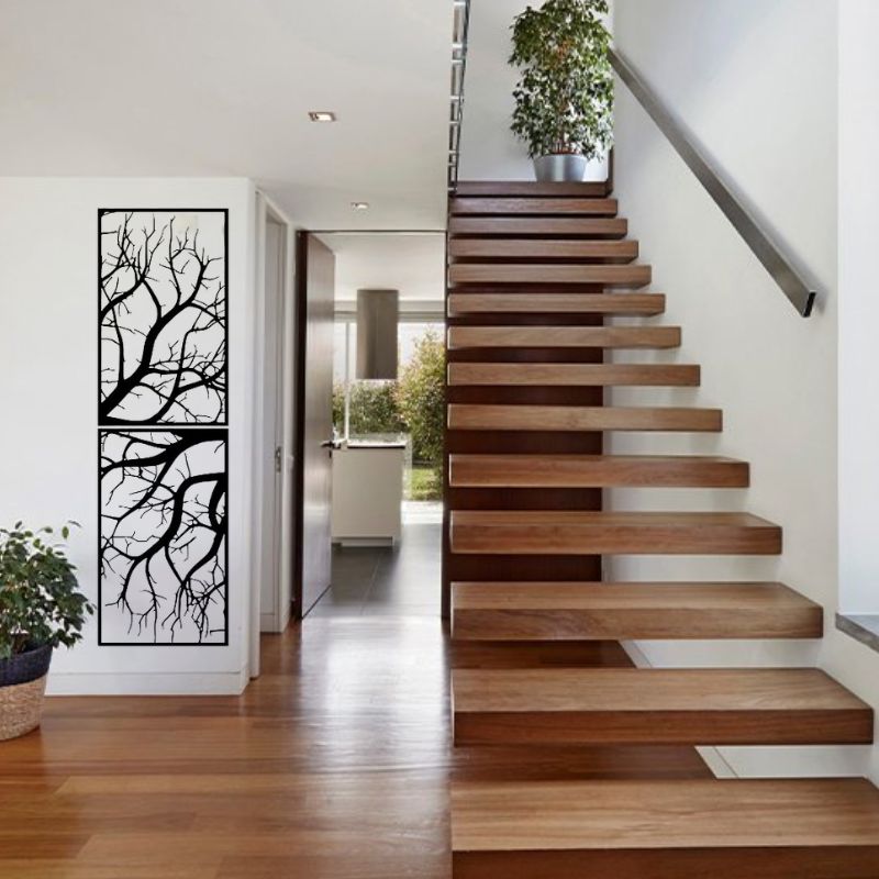 Wooden Tree Wall Art – Vertical Hanging Decor for Living Room, Large Rustic Design for Indoor & Outdoor Spaces