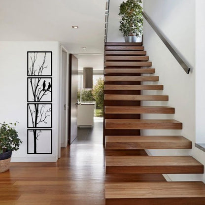 Wooden Birds on Tree Branch Wall Art – Nature-Inspired Rustic Decor for Home and Living Spaces