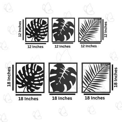 Set of 3 Minimalist Black Leaf Wall Art – Modern Metal Wall Decor for Living Room