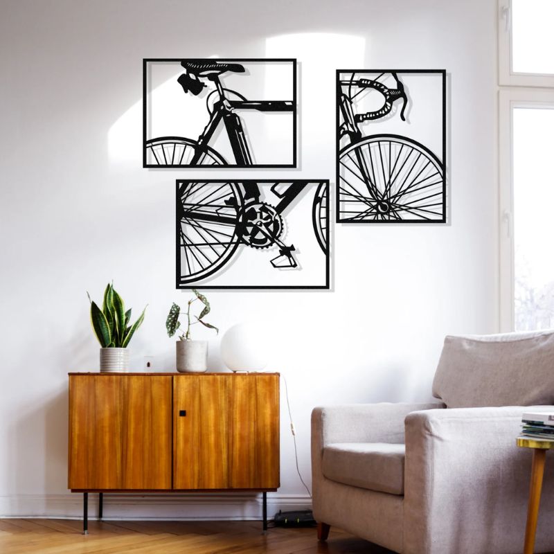 Wooden Cycle Wall Panel Set – Vintage Wall Art for Home & Office