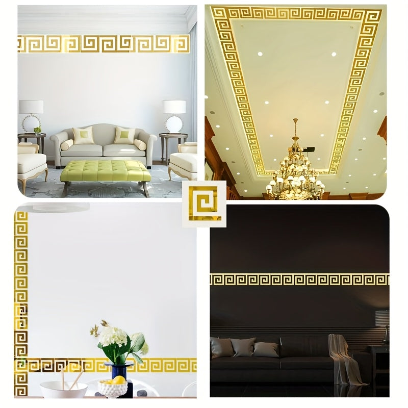 20pcs Acrylic Self-Adhesive Mirror-Like Wall Stickers – Glossy Golden Decorative Set for Home & Office