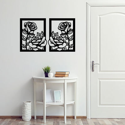 Elegant Rose Design Wall Art Panels – Set of 2 Frames