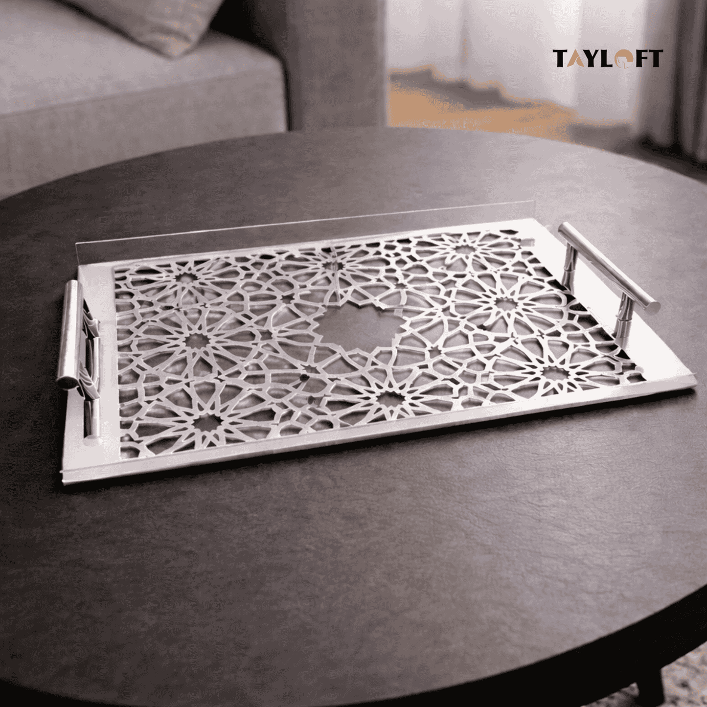 Sultané Royale™ Gold Tray | Premium Metallic Finish with Sculpted Handles
