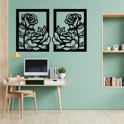 Elegant Rose Design Wall Art Panels – Set of 2 Frames