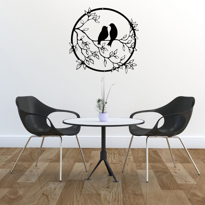 HAOTING Wooden Wall Art – Bird on Branch, Round Rustic Wood Decor for Home & Garden
