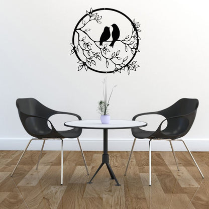 HAOTING Wooden Wall Art – Bird on Branch, Round Rustic Wood Decor for Home & Garden