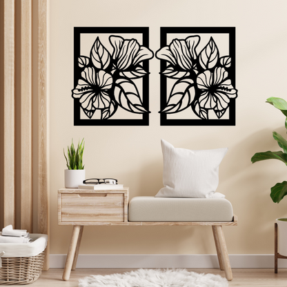 2-Piece Black Floral Wall Art – Elegant Cut-Out Design