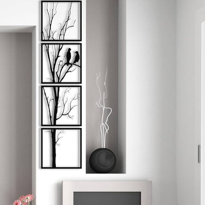 Wooden Birds on Tree Branch Wall Art – Nature-Inspired Rustic Decor for Home and Living Spaces