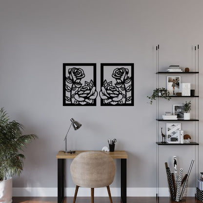 Elegant Rose Design Wall Art Panels – Set of 2 Frames
