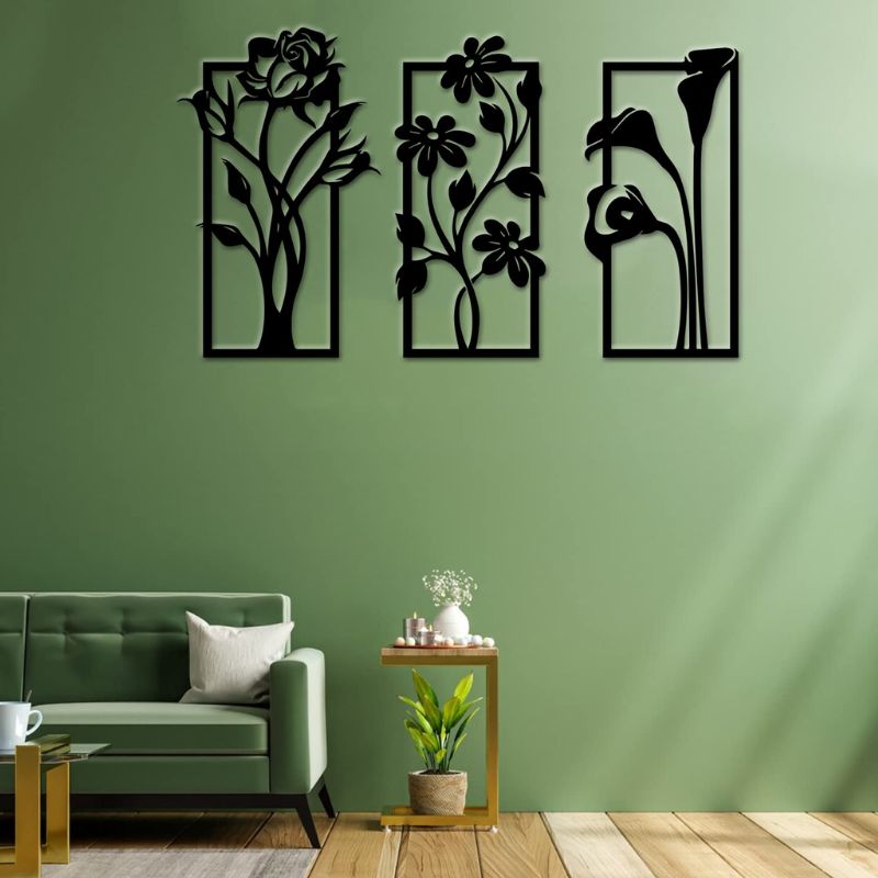 Set of 3 Floral Wall Art Frames – Elegant Home Decor for Living Room or Bedroom