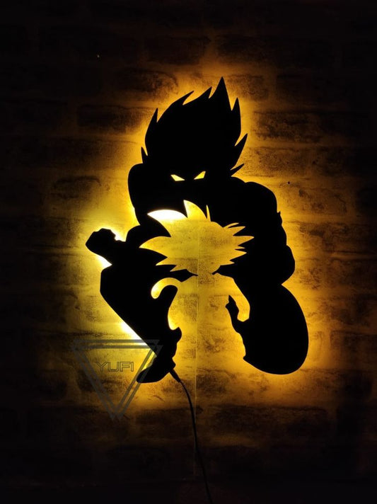Anime Character Shadow LED Wall Light – RGB Glow| 24" Black Acrylic Wall Art