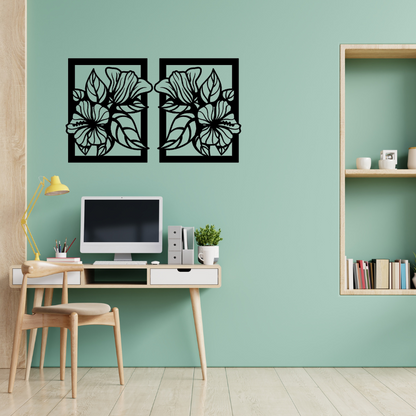 2-Piece Black Floral Wall Art – Elegant Cut-Out Design