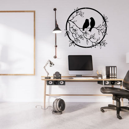 HAOTING Wooden Wall Art – Bird on Branch, Round Rustic Wood Decor for Home & Garden