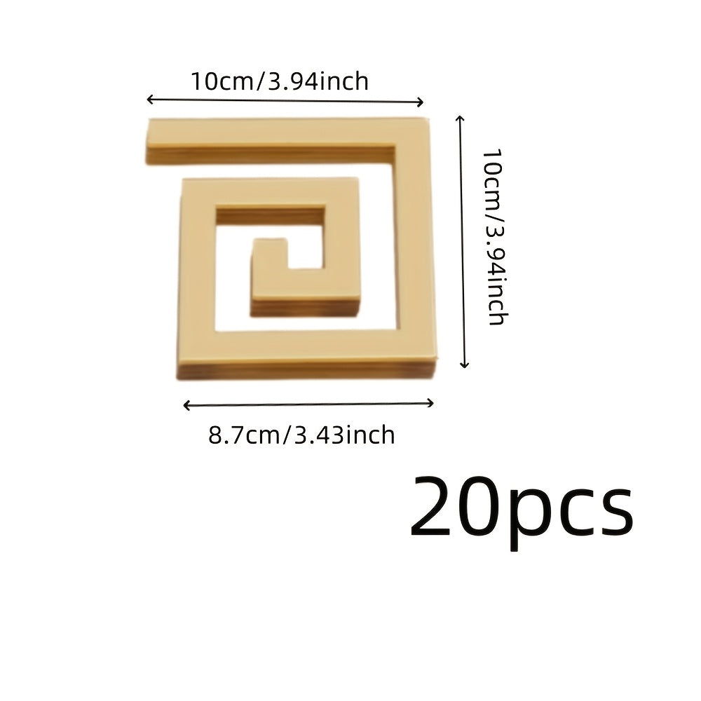 20pcs Acrylic Self-Adhesive Mirror-Like Wall Stickers – Glossy Golden Decorative Set for Home & Office