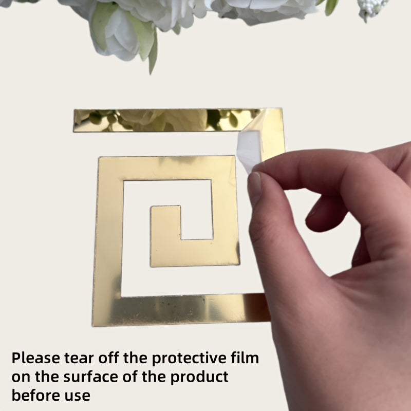 20pcs Acrylic Self-Adhesive Mirror-Like Wall Stickers – Glossy Golden Decorative Set for Home & Office