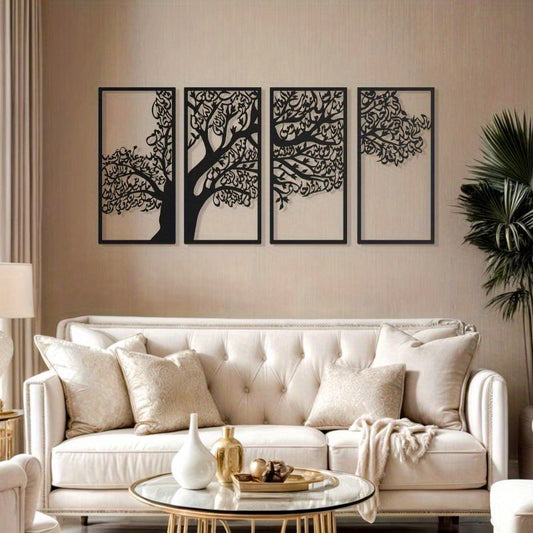 4 Quls Islamic Wall Art Set of 4 – Tree of Surahs (Falaq, Nas, Kafirun, Ikhlas) Muslim Home Decor | Islamic Calligraphy