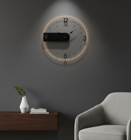 Illuminated Transparent Acrylic Wall Clock with Dynamic RGB Lighting