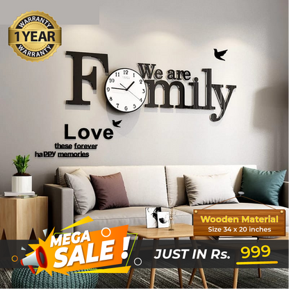 We Are Family Wall Clock with White Dial – Elegant Home Decor Piece