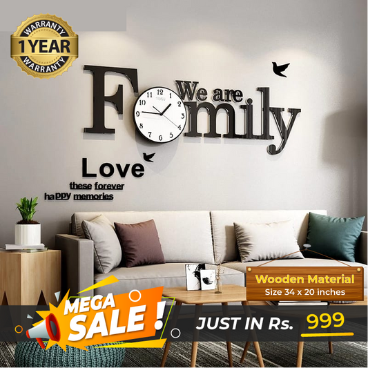 We Are Family Wall Clock with White Dial – Elegant Home Decor Piece