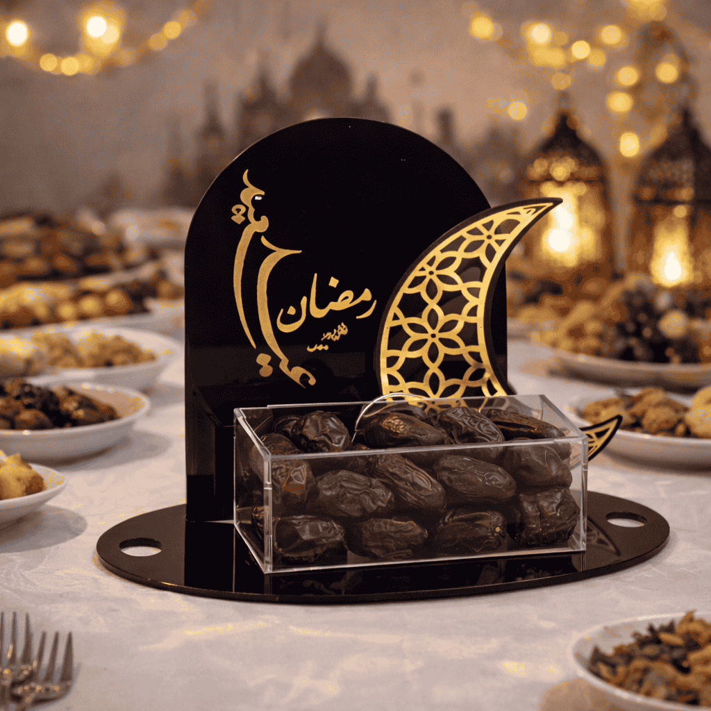 Ramadan Acrylic Date Box | Premium Gold & Black Occasion Box