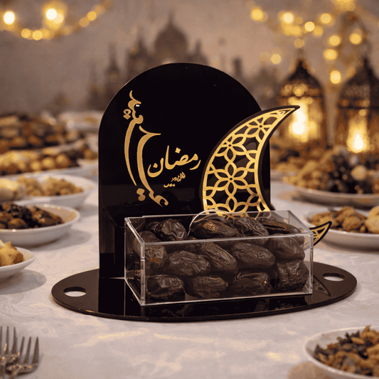 Ramadan Acrylic Date Box | Premium Gold & Black Occasion Box