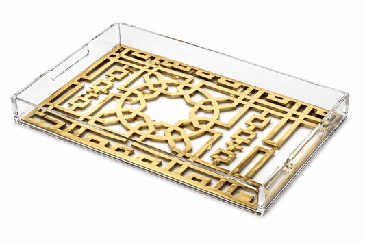 Crystal Edge Luxury Acrylic Tray | Premium Mirrored Table Décor