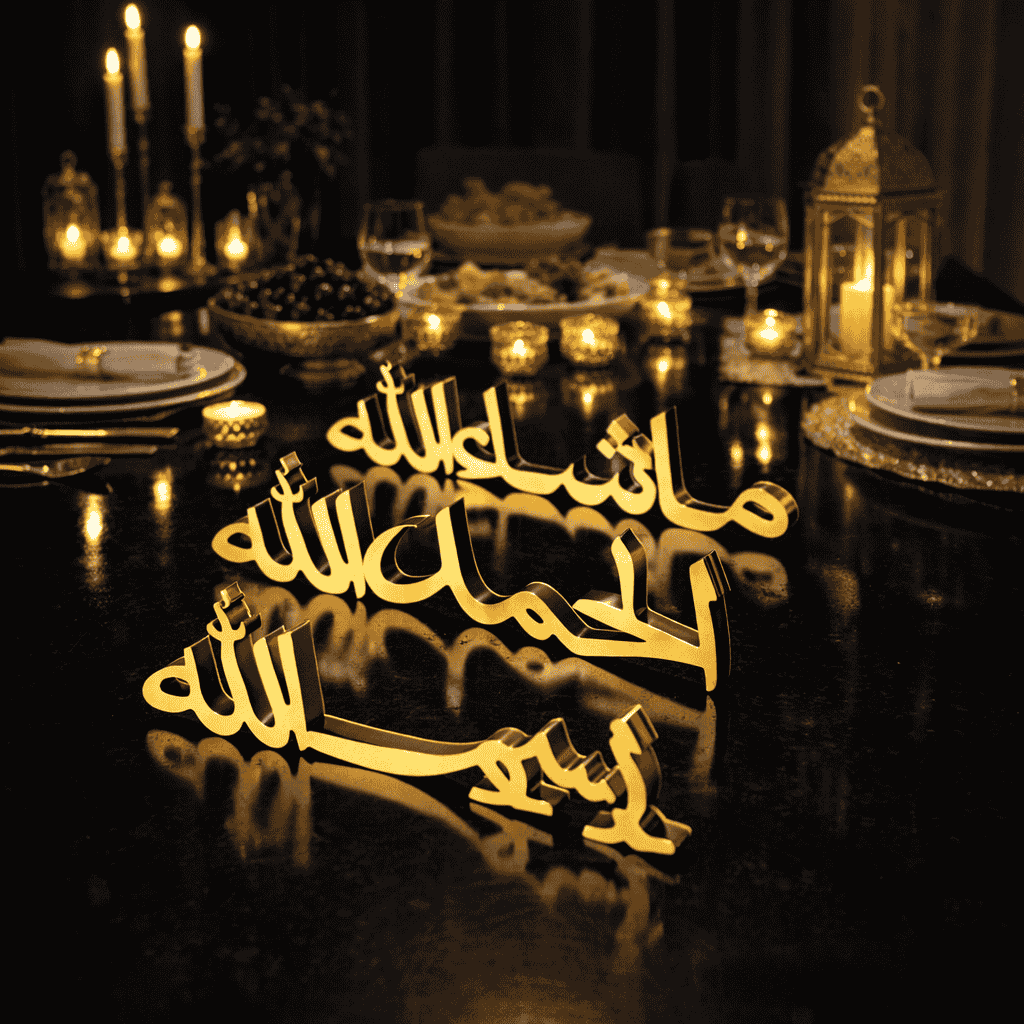 Alhamdulillah • Bismillah • MashAllah – Arabic Islamic Tabletop Art Décor