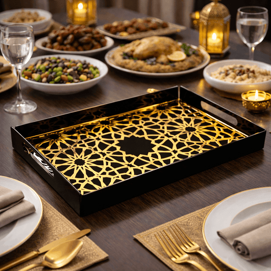Aurex Mosaic Serving Tray | Premium Black & Gold Acrylic Artistry