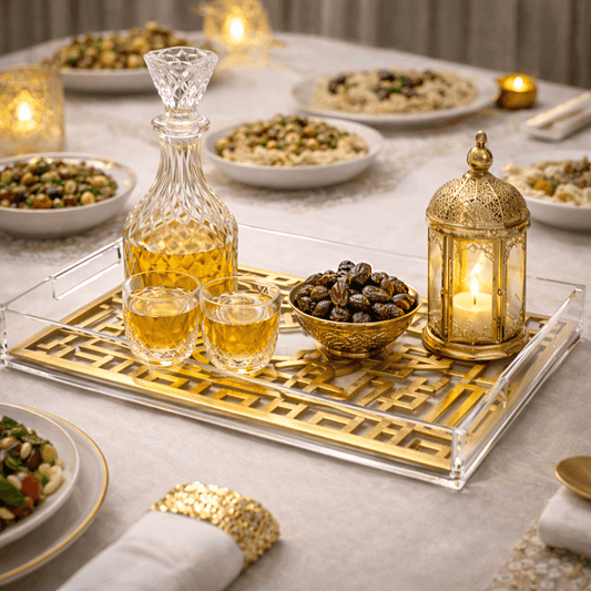 Crystal Edge Luxury Acrylic Tray | Premium Mirrored Table Décor